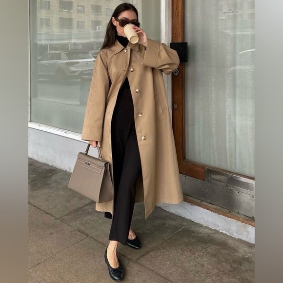 Sequence Jackets & Blazers - Sequence Vintage Classic Beige/Tan Trench Coat with Shoulder Pads Unisex